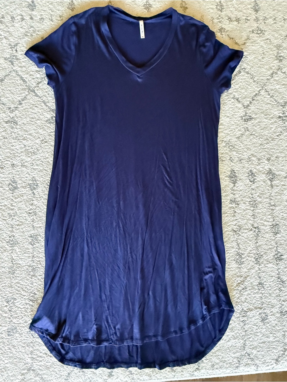 Women’s V-Neck Short Sleeve Midi Dress Navy